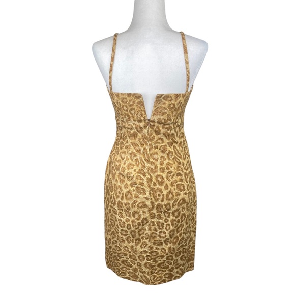 Leopard Animal Print Sleeveless Spaghetti Strap 90s Cotton Linen Dress - Picture 9 of 14